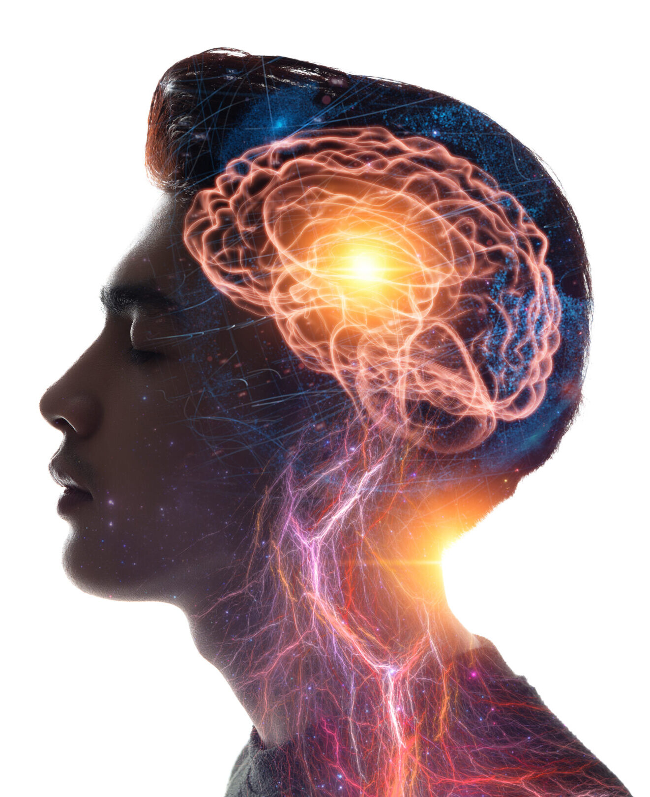 Human head and brain.Deep learning , Machine learning and artificial intelligence , AI Technology, thinking concept.